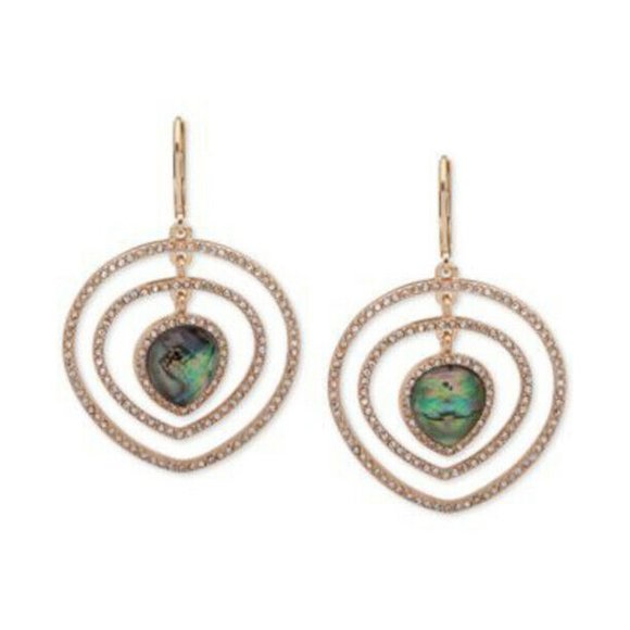 Jewelry - NEW Anne Klein Gold-Tone Stone & Crystal Pave Orbital Drop Earrings